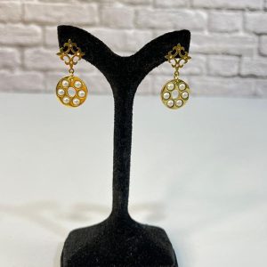 گوشواره مدل دایره مروارید سفید 00322