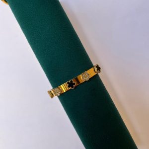 دستبند مدل ونکلیف مشکی ونگینی 00349