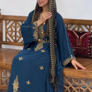 تصویرپیراهن مغربی دست دوز نخل 3-100375